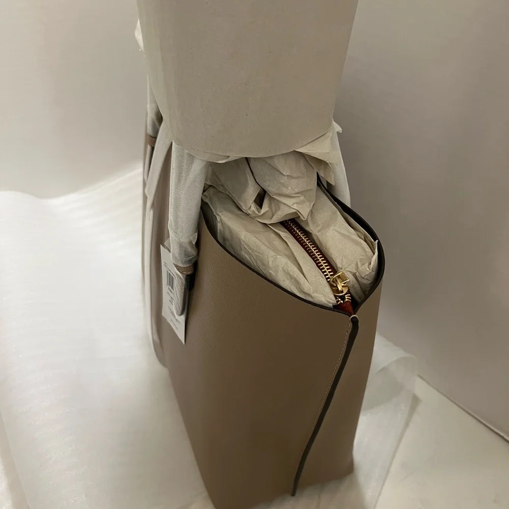 Coach Brown Leather Tote with Gold Accents color / taupe oxblood - Picture 14 of 16